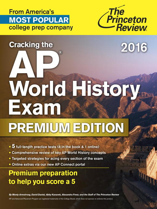 Title details for Cracking the AP World History Exam 2016, Premium Edition by Princeton Review - Wait list